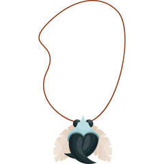 Tribal Necklace Pendant With Feather Detail On Transparent Background