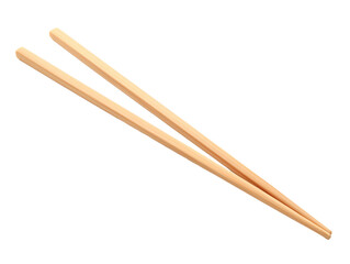 Pair of wooden chopsticks on transparent background