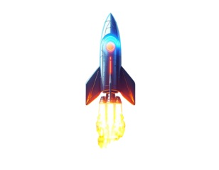 Futuristic Rocket Takeoff – New Startup Success Concept PNG 