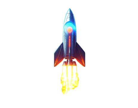 Futuristic Rocket Takeoff – New Startup Success Concept PNG 