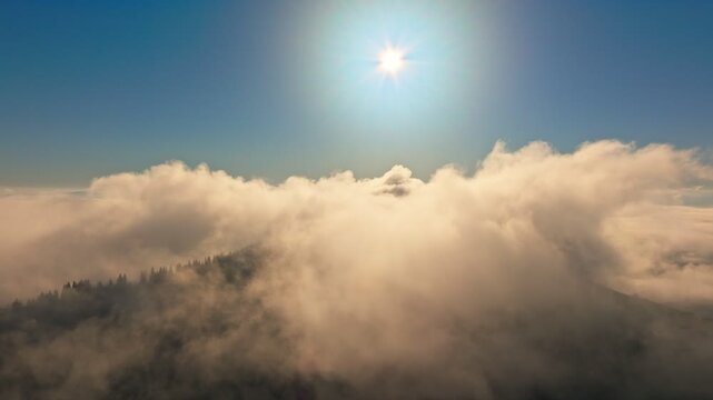 The Majestic Sun is Rising Above the Serene and Dreamy Clouds