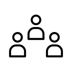 Three users group icon, small team people outline