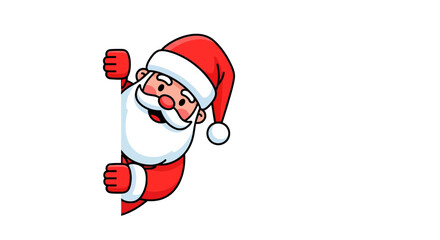 Cheerful Holiday Santa Claus Peeking Vector Illustration for Christmas and Winter Festive Designs, Perfect for Seasonal Greetings and Marketing Content