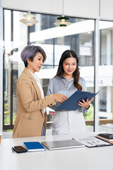 Company executive coaching young personal secretary assistant, team leader or senior manager...