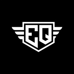 EQ Logo vector image of initial shield with wing outline and simple shield