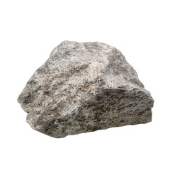 Close-up of a solitary, irregularly shaped rock with a rugged, mineral-rich surface on transparent background