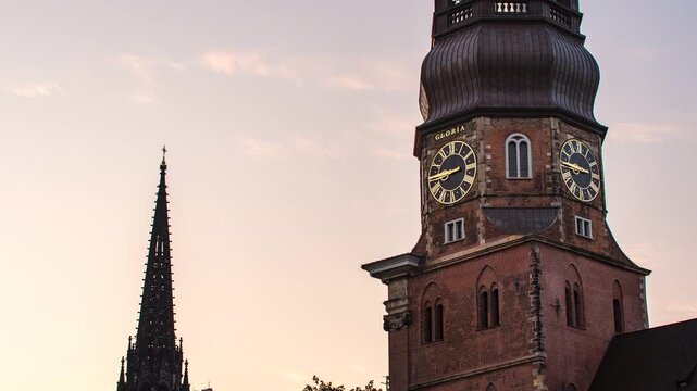 Hamburg, Germany, time lapse 4k: Close up of St. Katharinen church