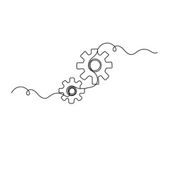 Setting icon  continuous one line drawing  outline vector illustration Single line gear icon. Vector illustration 