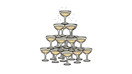 Sparkling champagne tower glasses celebration event beverage and party © Stock Image Paradise