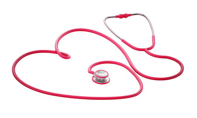 Stethoscope with heart shaped cord on transparent background. 3D illustration