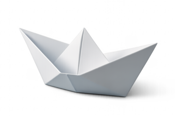Paper origami boat toy symbolizing childhood adventure, transparent background