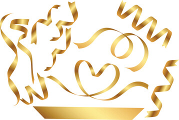 Golden Ribbon Design Set — Decorative Luxury Elements for Holiday Celebration