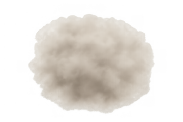 White fluffy cloud or smoke puff isolated, creating weather concepts, fog, steam, and sky elements on transparent background
