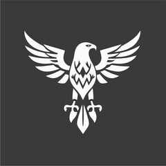 Obraz premium Stylized Eagle Logo Design in Monochrome Vector Style Representing Power, Freedom, and Strength for Branding and Corporate Identity 