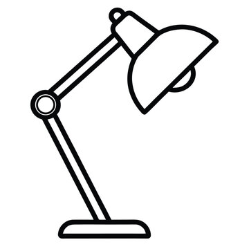desk lamp outline vector on white background
