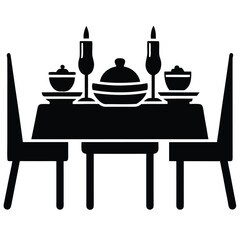 family dining table setup with food  vector icon o