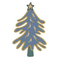Hand-drawn Christmas Tree Illustration with Star