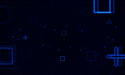 Abstract Game Loading speed Light out technology and with neon triangles. Hitech communication concept innovation background, vector design