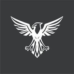 Obraz premium Stylized Eagle Logo Design in Monochrome Vector Style Representing Power, Freedom, and Strength for Branding and Corporate Identity 