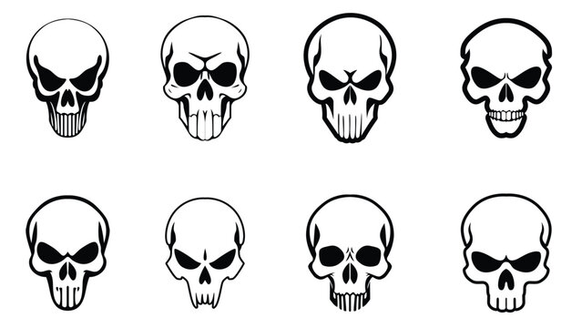 spooky scary set of human skulls