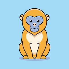 Cute Golden Snub-nosed Monkey — Endemic Wildlife of China | Flat Vector Illustration