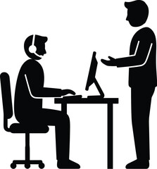 Customer Service and Supervisor Silhouette Vector