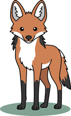 Obraz premium Cute Maned Wolf — Endemic Wildlife of Brazil - Flat Vector Illustration