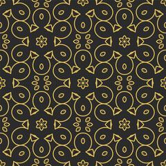 Vintage royal seamless pattern in Victorian style. Vector luxury fabric swatch with golden retro ornament