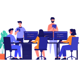 Coding Marathon Collaboration – Programmers Solving Tech Challenges PNG