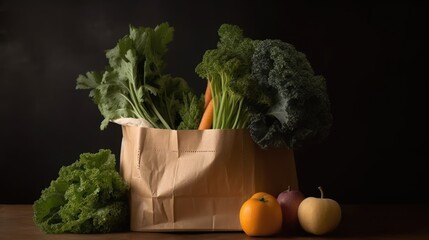 Vegetables in brown paper bag