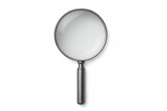 Magnifying glass object for research, searching, finding, inspecting, or zooming, with a transparent background