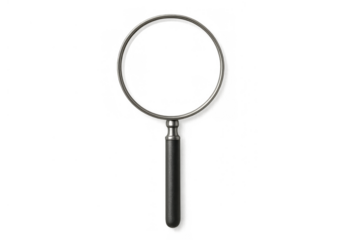 Magnifying glass showing search, zoom, exploration, and investigation concept on transparent background