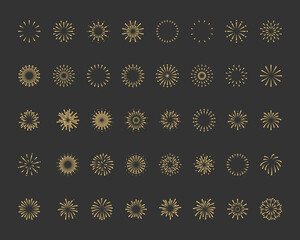 set of firework icons, explode, new year celebration
