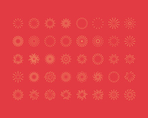 set of firework icons, explode, new year celebration