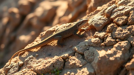 regenerating. A lizard with a regenerating tail on a sunlit rocky outcrop in warm afternoon light. wildlife magazines, conservation campaigns, designed for nature documentaries and education.