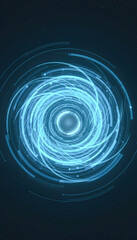 Naklejka premium A mesmerizing blue vortex with swirling lines, creating a dynamic, futuristic effect against a dark background.