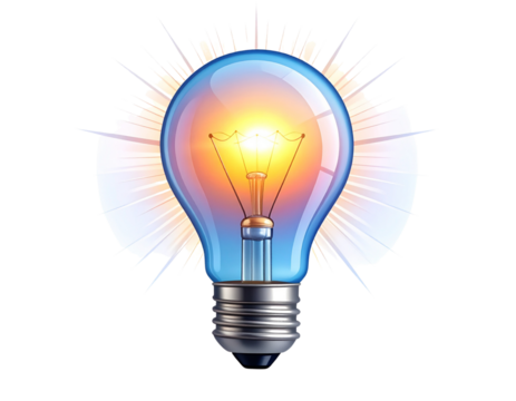 Glowing Lightbulb Inspiration – Bright Idea Concept PNG 
