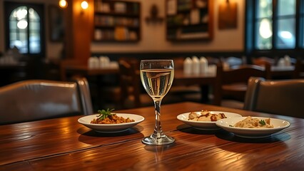 ouzo. Traditional Greek taverna setting with ouzo glass and meze on wooden table. lifestyle magazines, social media lookbooks, designed for influencer and brand collaborations, drives engagement.