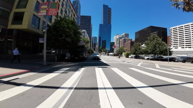 San Francisco Downtown Financial District Beale St Southbound 03 Rear View at Folsom Driving Plate California USA Ultra Wide