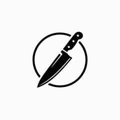 Chef Knife Logo, Kitchen Knife Icon, Blade Circle Symbol, Culinary Knife Mark, Cutlery Brand Design, Sharp Blade Graphic, Chef Tool Emblem, Cooking Knife Logo, Slicer Icon, Chopper Symbol, Butcher Kni