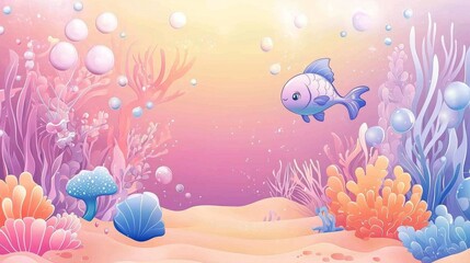 Adorable mermaid birthday party poster template for babies.