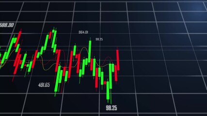 Stock Market Chart Candlestick Graph Global Financial Market Analytics Chart Showing Currency Exchange Rates and Investment Growth Dynamic Candlestick Graph Illustrating Trading Volatility.