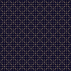 Luxury minimal gold and black seamless background. Vector geometric floral pattern with diamonds, flowers, leaves, grid. Elegant golden abstract ornament in oriental style. Repeat decorative design