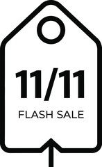 Naklejka premium Modern Silhouette Vector Badge of Price Tag with 11.11 Date