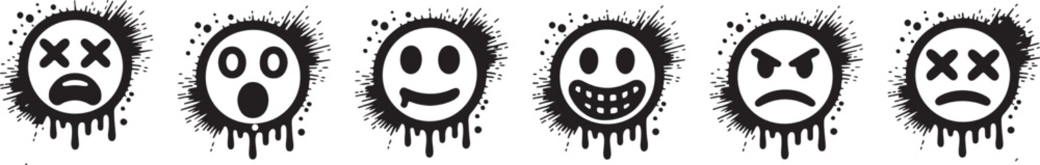 Graffiti smiley face emoticon collection style art vector