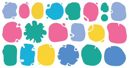 Soft organic liquid shapes. Abstract round blobs and wavy forms with oval pattern background. Vector illustration.