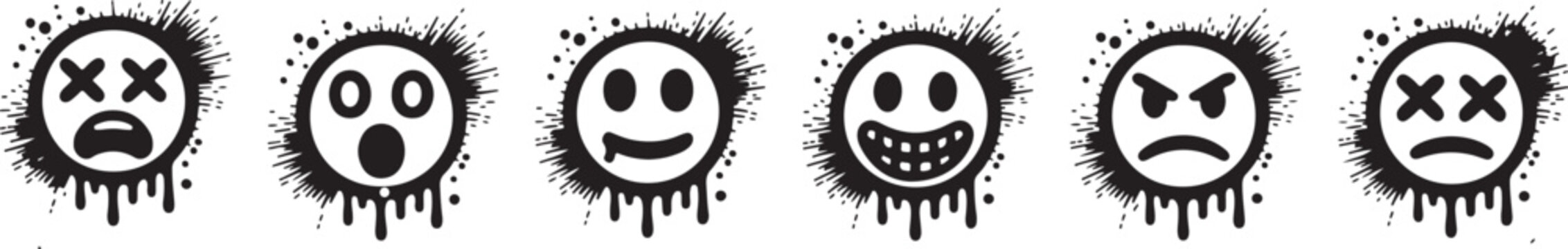 Graffiti smiley face emoticon collection style art vector