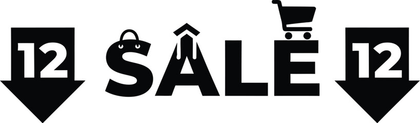 Fototapeta premium Abstract SALE Word Silhouette with 12.12 Numbers Vector Icon