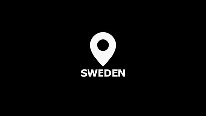 White Sweden Location Pin Icon on Black Background image photo