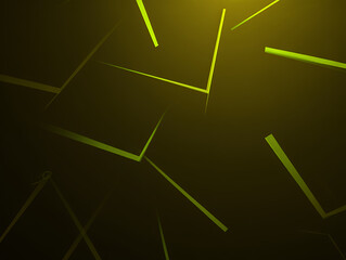 Abstract background with glowing green geometric lines scattered in a dark space.